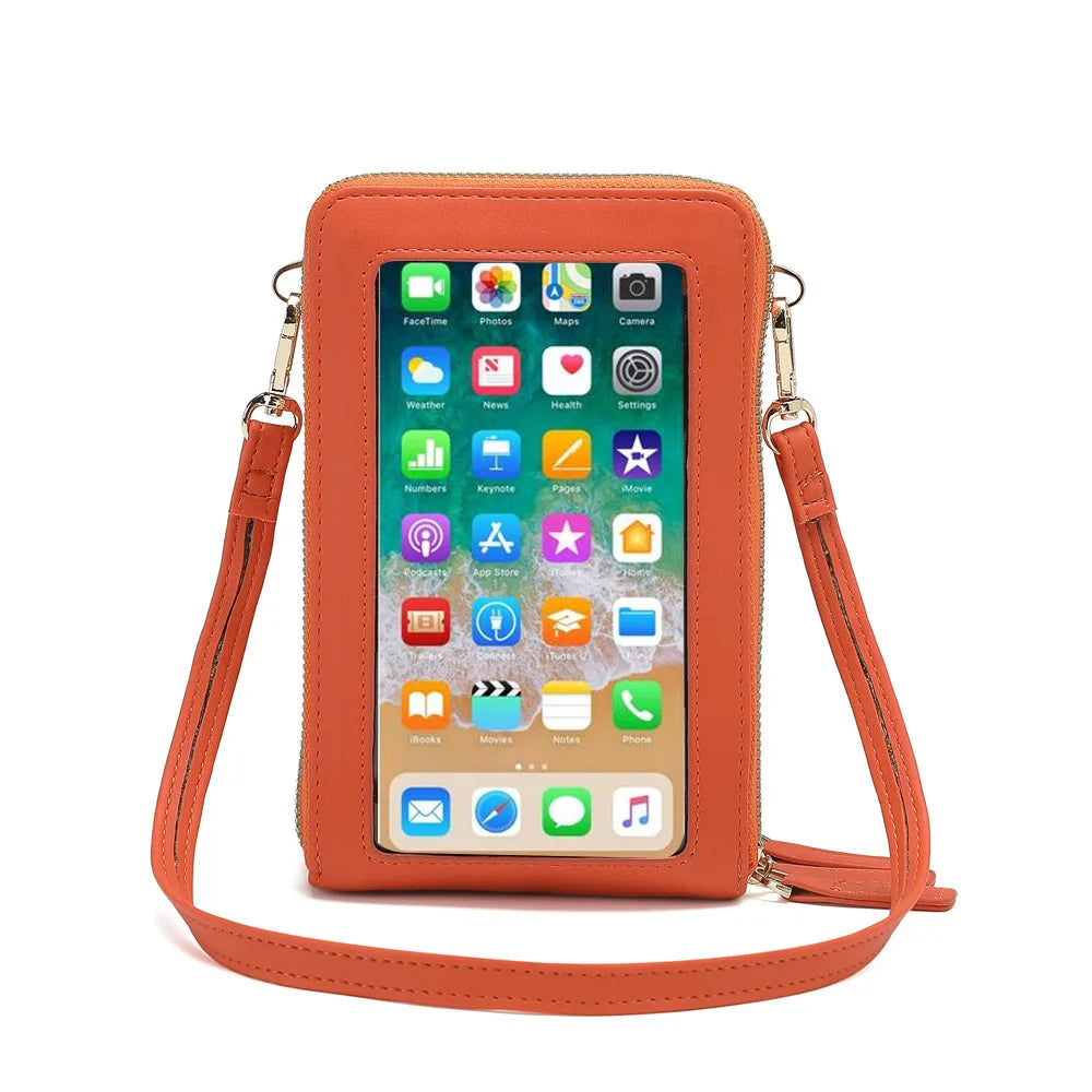 RFID Function Cell Phone PU Large Capacity Shoulder Bag For Women