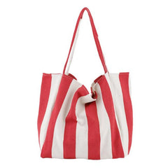 Retro Literary Striped Canvas Shoulder Bag