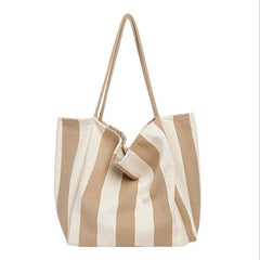 Retro Literary Striped Canvas Shoulder Bag