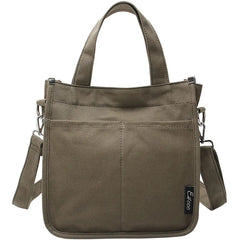 Retro Canvas Tote Bag Solid Single Shoulder Messenger Bag
