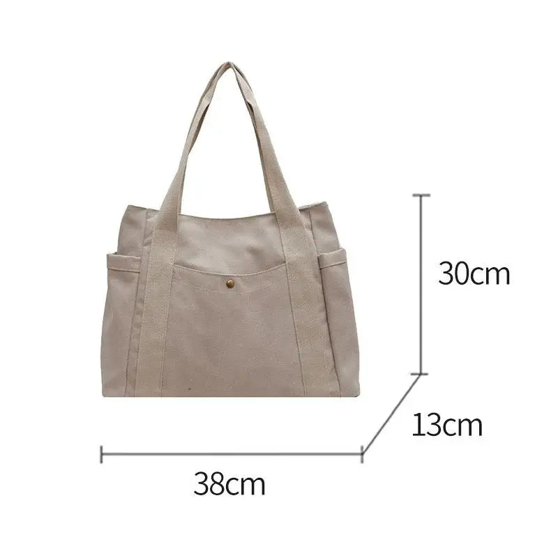 Canvas Shoulder Bag for Women Large Capacity Tote Bag Harajuku Female Solid Casu