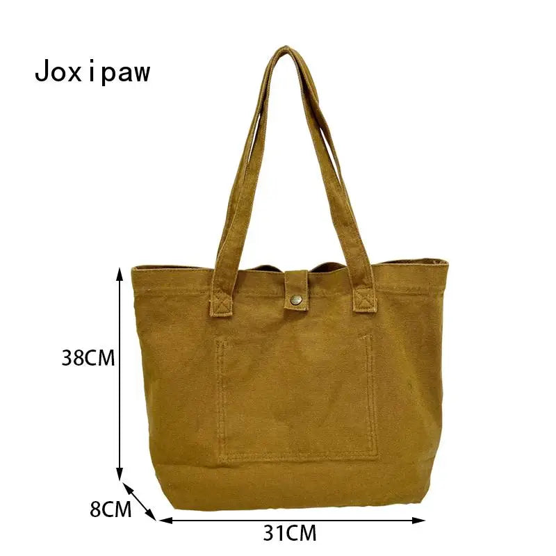 Vintage Canvas Shoulder Bag Large Tote Casual Female Bag