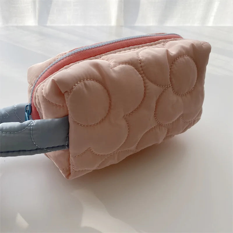Small Makeup Pouch Flower Pressed Cotton Handbags Purses Lipstick Bag
