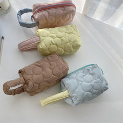 Small Makeup Pouch Flower Pressed Cotton Handbags Purses Lipstick Bag