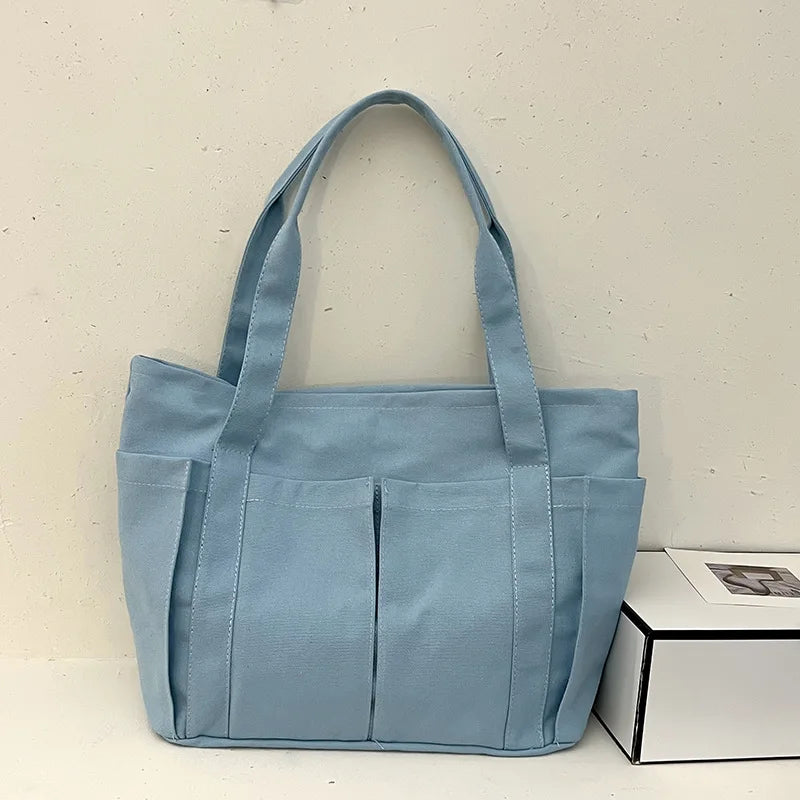 Large Capacity Canvas Shoulder Bag for Women Vintage Casual Tote Bag