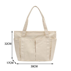 Large Capacity Canvas Shoulder Bag for Women Vintage Casual Tote Bag