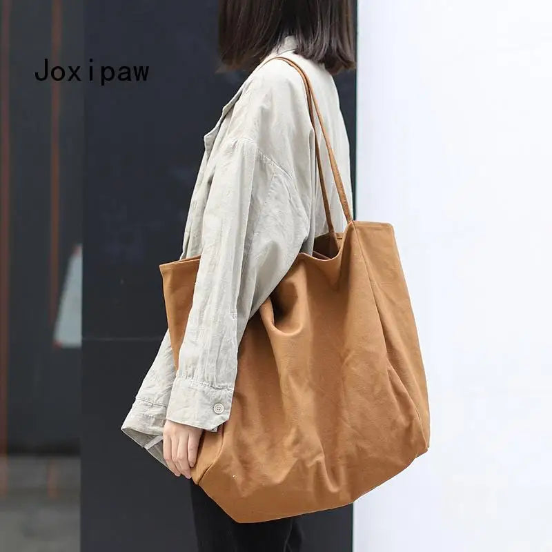 Large Capacity Canvas Tote Bag Women Travel Handbag Vintage Shoulder Bag