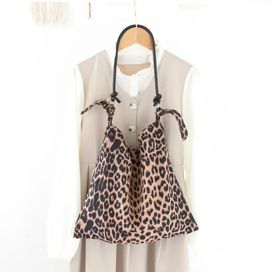 Leopard Print Crossbody Bag Vintage Canvas Tote