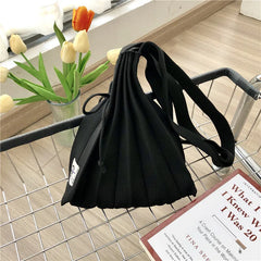 Rainbow Knitted Shoulder Bag Foldable Summer Tote