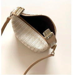 Straw Shoulder Bag for Women Bohemian Beach Tote Beige