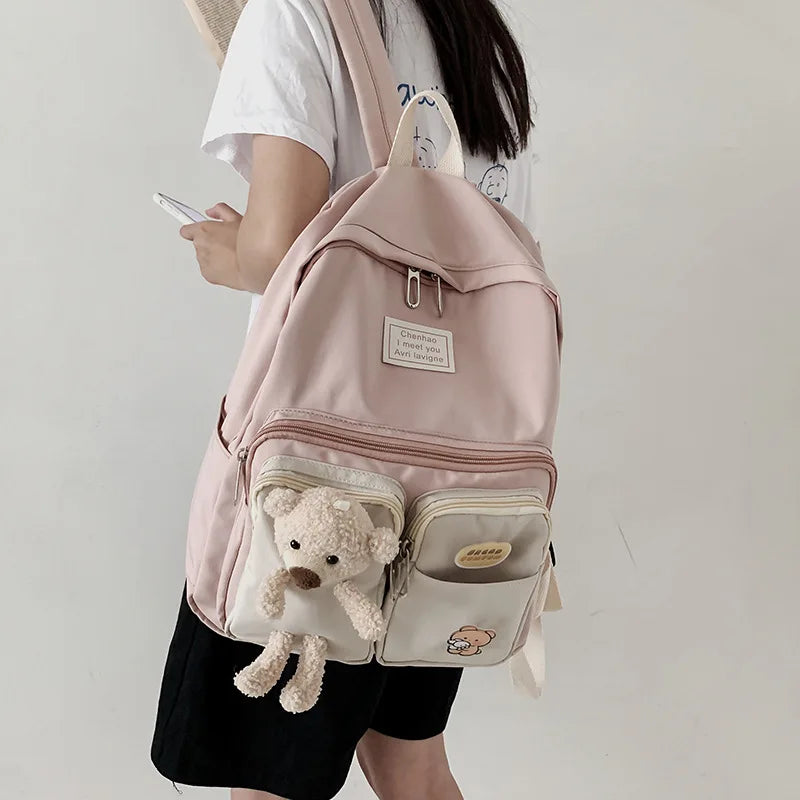 Student Nylon School Bag Female Multifunctional Backpack Outdoor Travel