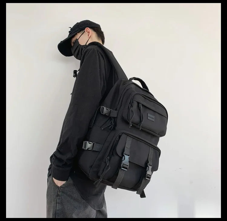 Canvas Backpack Men Large Capacity Student Schoolbag Leisure Outdoor Travel