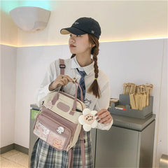 Women's Waterproof Nylon Small Shoulder Bag - Schoolbags Flower Travel Rucksack