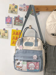 Women's Waterproof Nylon Small Shoulder Bag - Schoolbags Flower Travel Rucksack