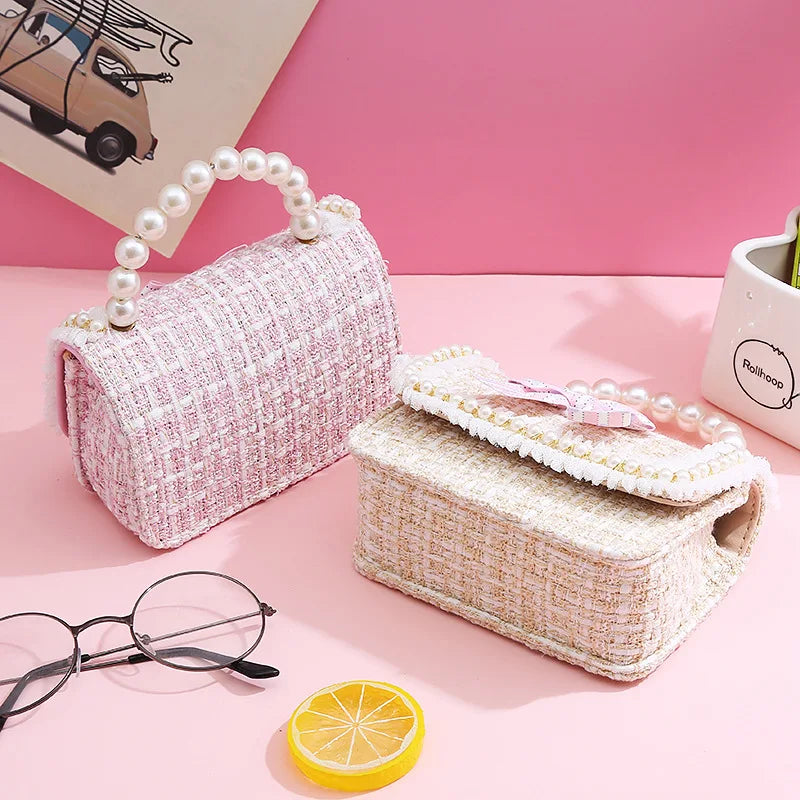 Kids Linen Mini Crossbody Bag with Bowknot for Girls