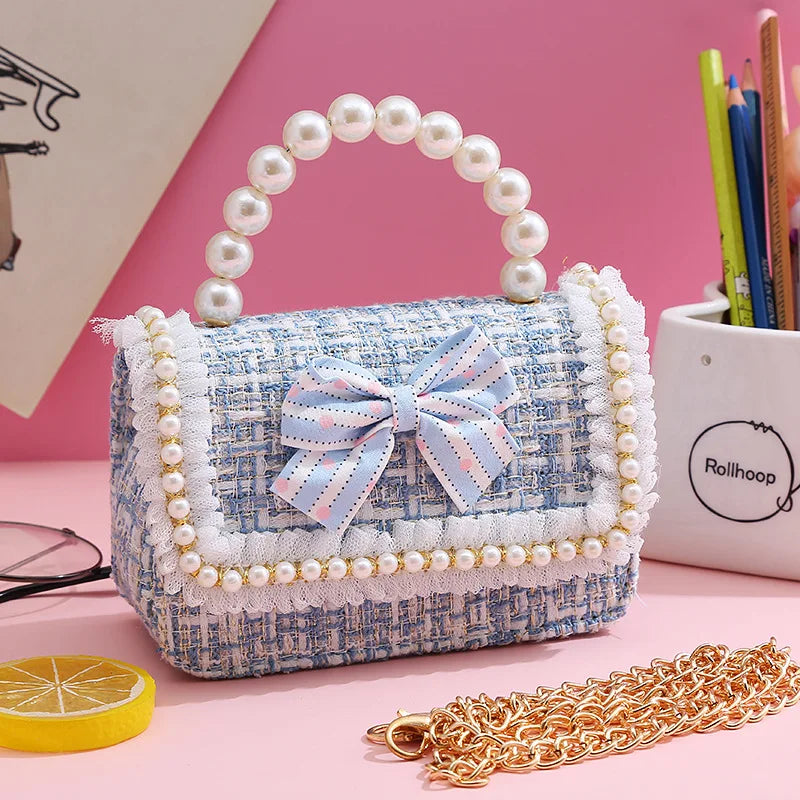 Kids Linen Mini Crossbody Bag with Bowknot for Girls
