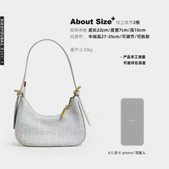Lady Denim Underarm Bag Leather Handle Monogram Shoulder Bag