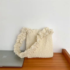 Large Capacity Knit Pleated Tote Bag for Women