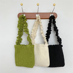 Large Capacity Knit Pleated Tote Bag for Women