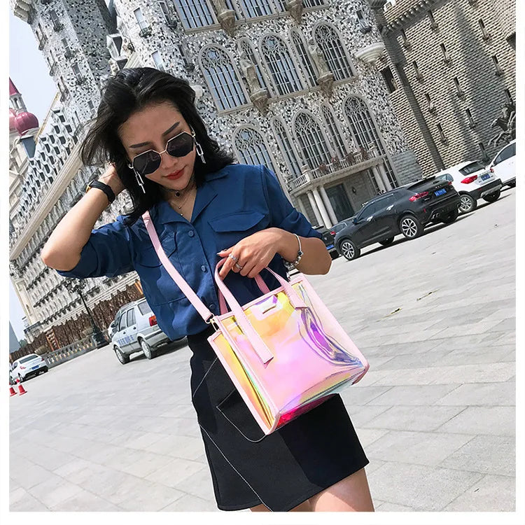 PVC Tote Bag Shopper Handbag Women Composite Bag