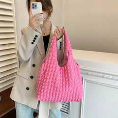 Pleated Bubble Shoulder Bag Solid Candy Underarm Bags