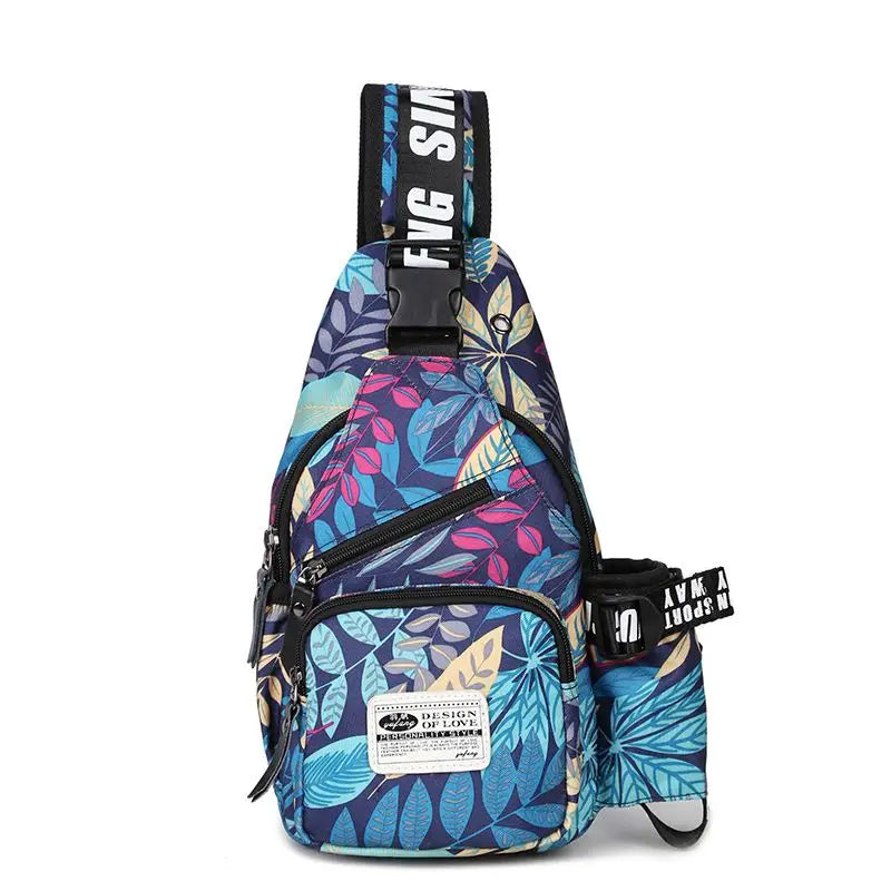 Men's Sling Bag Leaves Print Crossbody Waterproof Chest Shoulder