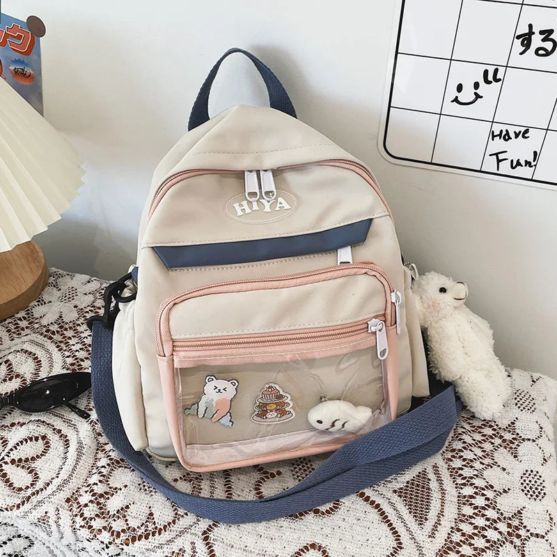 Small Canvas Girl Mini Backpack Waterproof School Bag for Girls