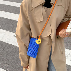 Student Knit Shoulder Bag with Flower
