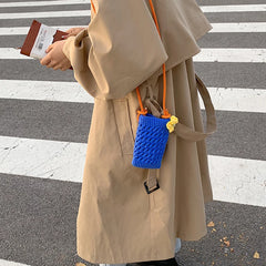 Student Knit Shoulder Bag with Flower