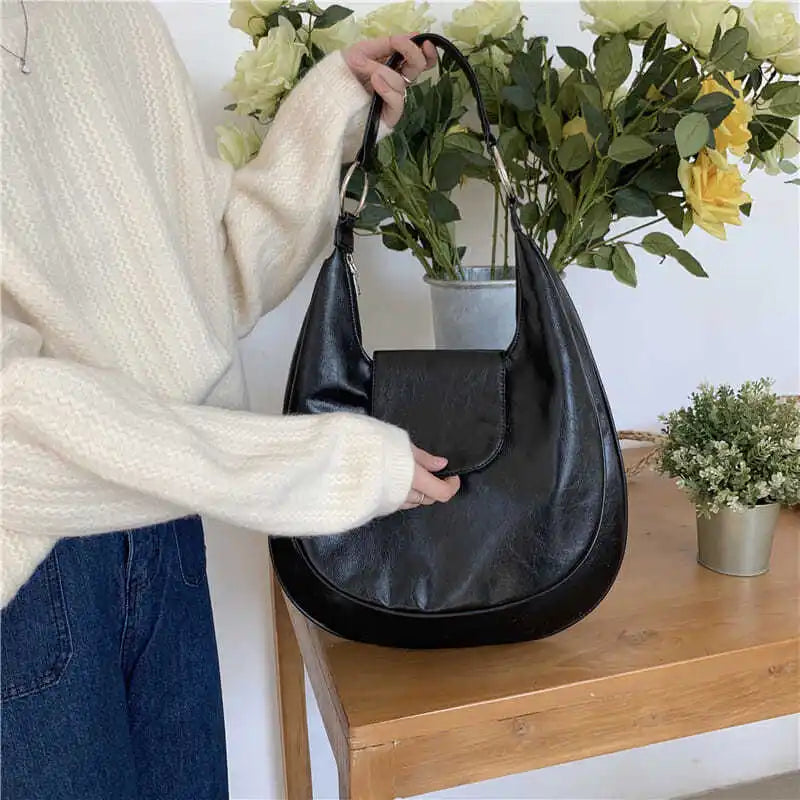 Vintage PU Leather Shoulder Bags Women Large Capacity Ladies Handbags