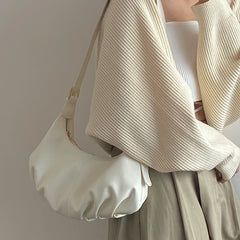 Vintage PU Leather Women Underarm Bag Large Capacity