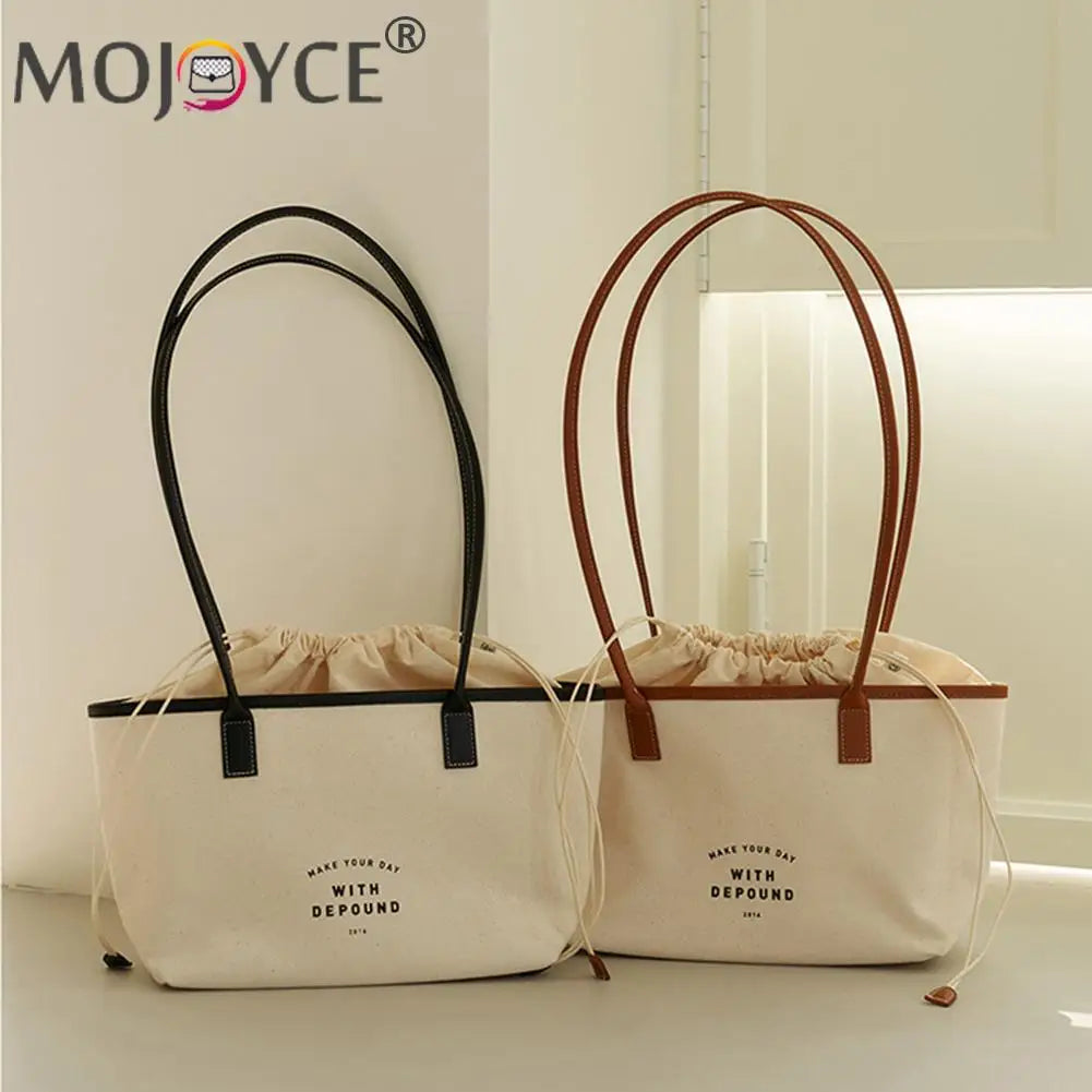 Canvas Tote Ladies Drawstring Shoulder Handbag