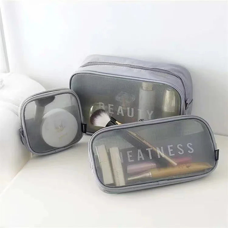 Portable Grid Cosmetic Bag Travel Wash Bag