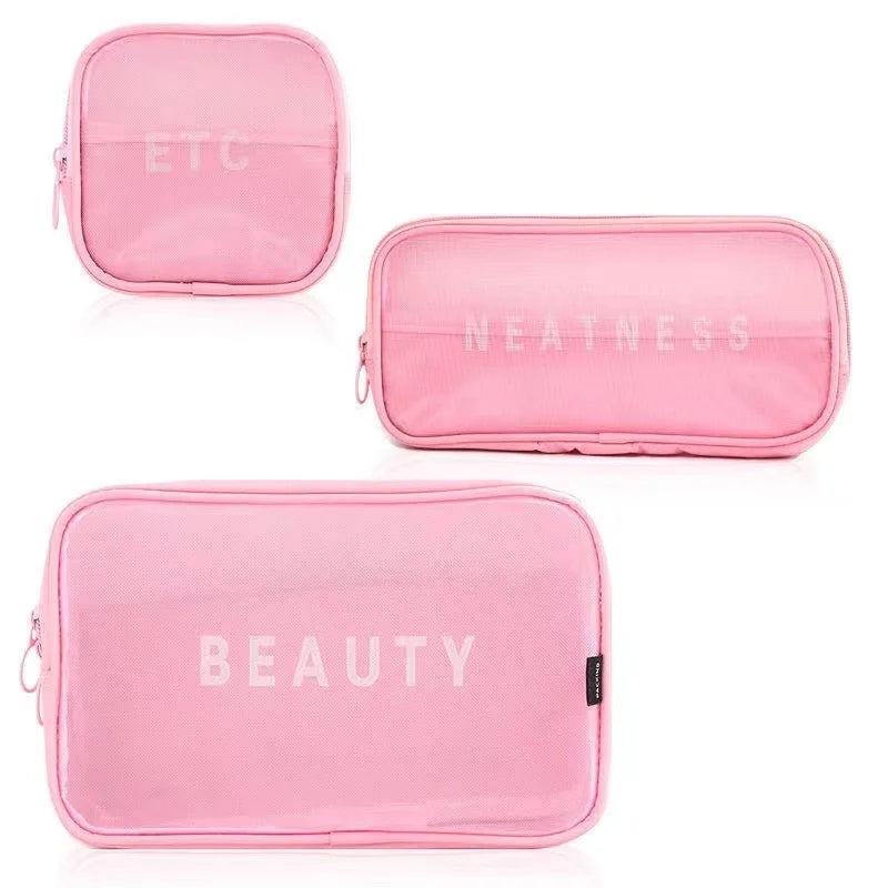 Portable Grid Cosmetic Bag Travel Wash Bag