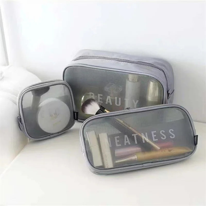 Portable Grid Cosmetic Bag Travel Wash Bag