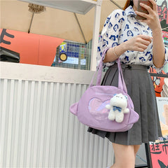 Heart Shoulder Bags for Girls Candy Tote Handbags Preppy Style Pink Purple