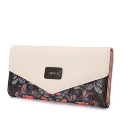 Floral Rhombus PU Leather Purse Envelope Ladies Wallet Clutch Bag