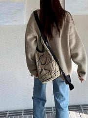 Women's Retro Shoulder Bag Graffiti Casual Bucket Bag
