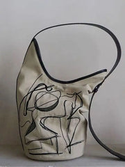 Women's Retro Shoulder Bag Graffiti Casual Bucket Bag