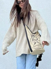 Women's Retro Shoulder Bag Graffiti Casual Bucket Bag
