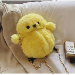 Plush Owl Crossbody Bag with Chain Shoulder Strap