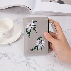 Embroidery Flower Zipper Short Purse Thin Style Multi-card