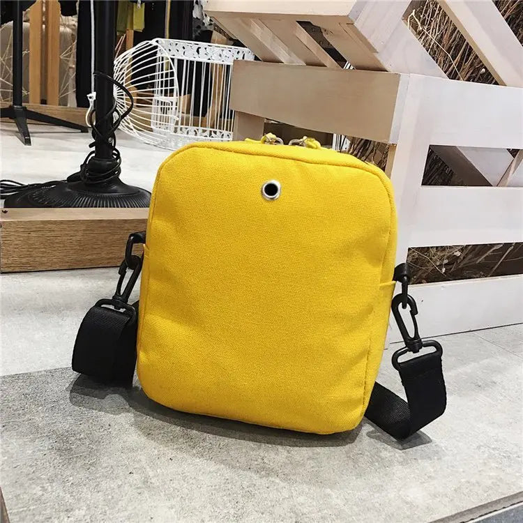 Canvas Small Square Shoulder Bag Solid Handbag