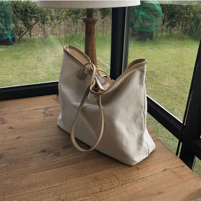 Canvas Shoulder Bag Student Handbag Shopping Bag