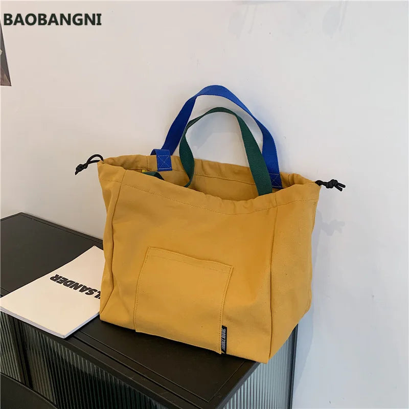 Canvas Shoulder Bag Large Japanese Student Tote Bag