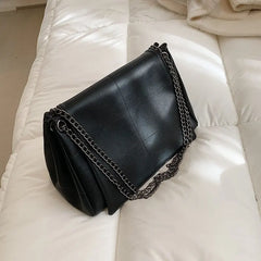 Vintage Lattice Chain Handbag Women PU Leather Shoulder Bag