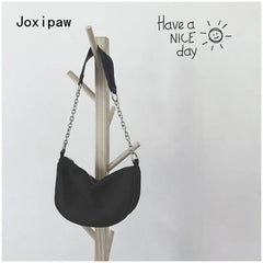 Vintage Nylon Crossbody Bag for Women Girl Chain Shoulder Bag