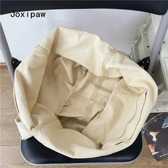 Vintage Canvas Shoulder Bag for Women Casual Crossbody Bags Female