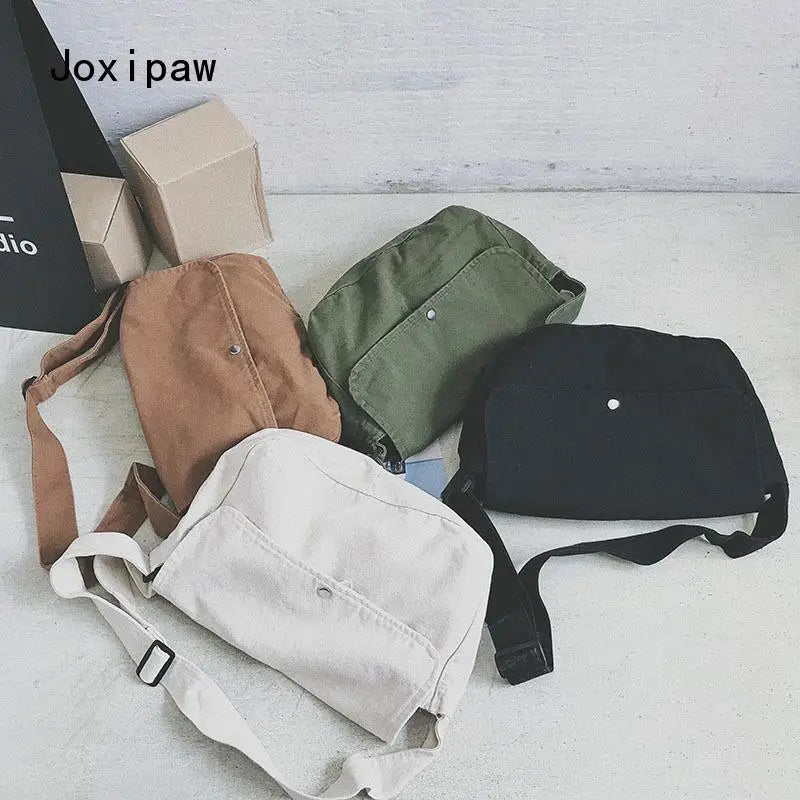 Vintage Canvas Shoulder Bag for Women Large Capacity Crossbody Messenger Bag