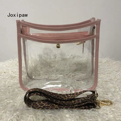 Vintage PVC Shoulder Bag Leopard Print Crossbody Bag